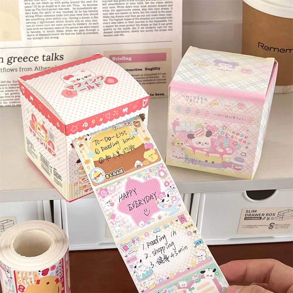 Pastel Memo/Sticky Note Paper Roll Box