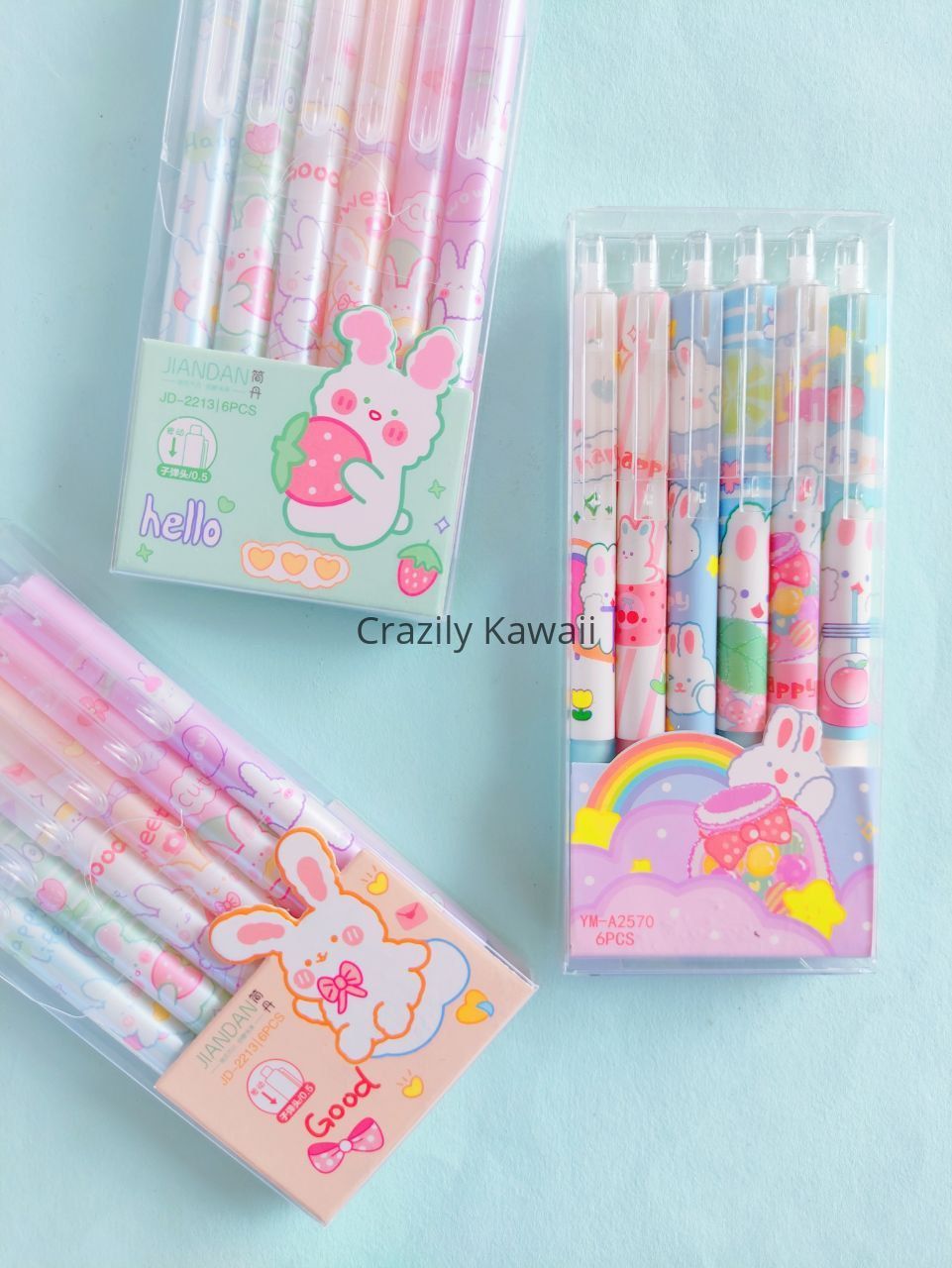 Kawaii Bunny Retractable Pen Set