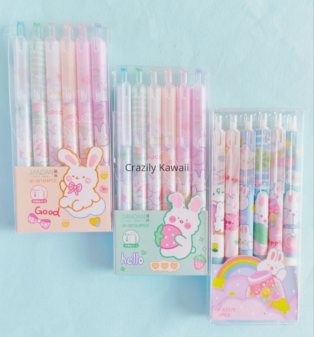 Kawaii Bunny Retractable Pen Set