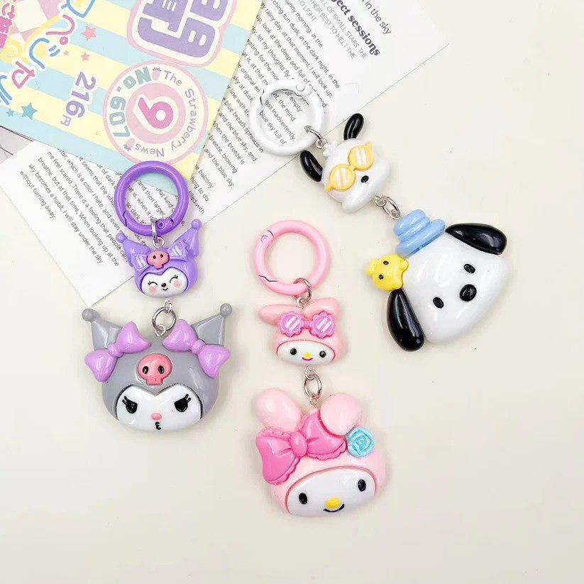 Kawaii Sanrio Head Pendent Keychain