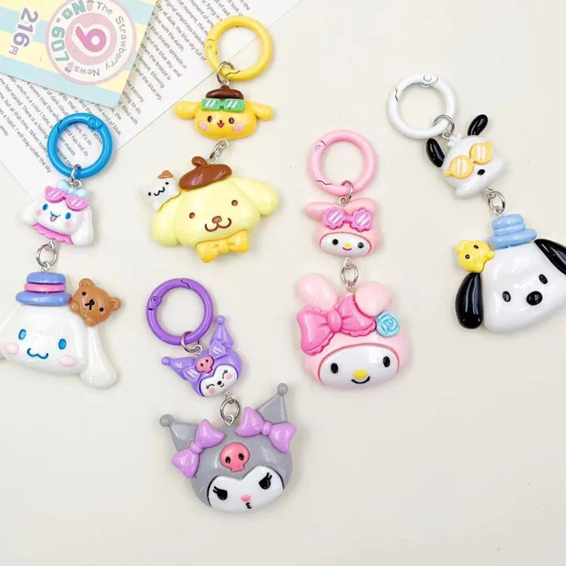 Kawaii Sanrio Head Pendent Keychain