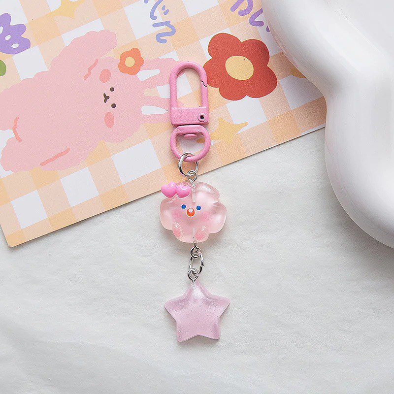 Kawaii Sparkling Cloud with Star Keychain