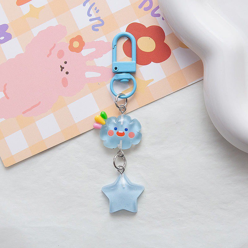 Kawaii Sparkling Cloud with Star Keychain