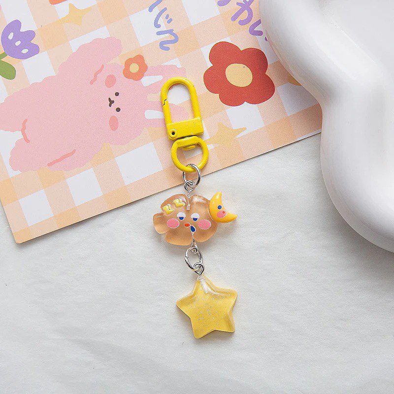 Kawaii Sparkling Cloud with Star Keychain