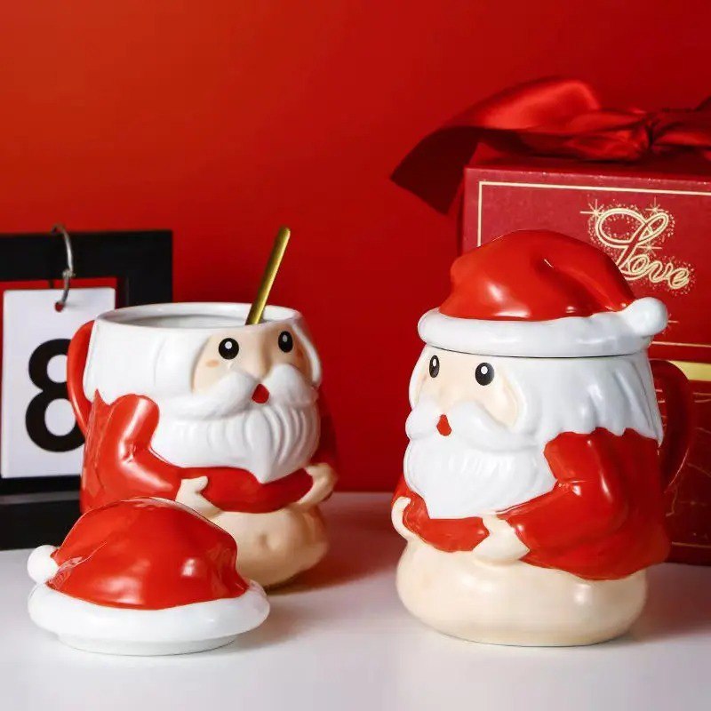 Santa Claus Ceramic Mug with Lid