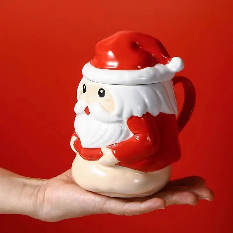 Santa Claus Ceramic Mug with Lid