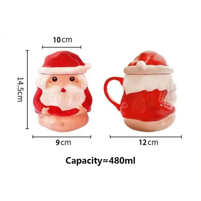 Santa Claus Ceramic Mug with Lid