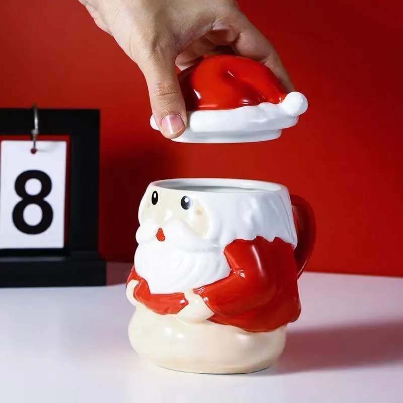 Santa Claus Ceramic Mug with Lid