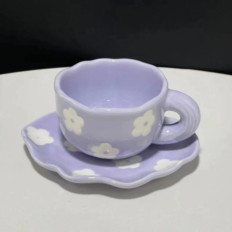 Pinterest Purple Ceramic Mug with Saucer