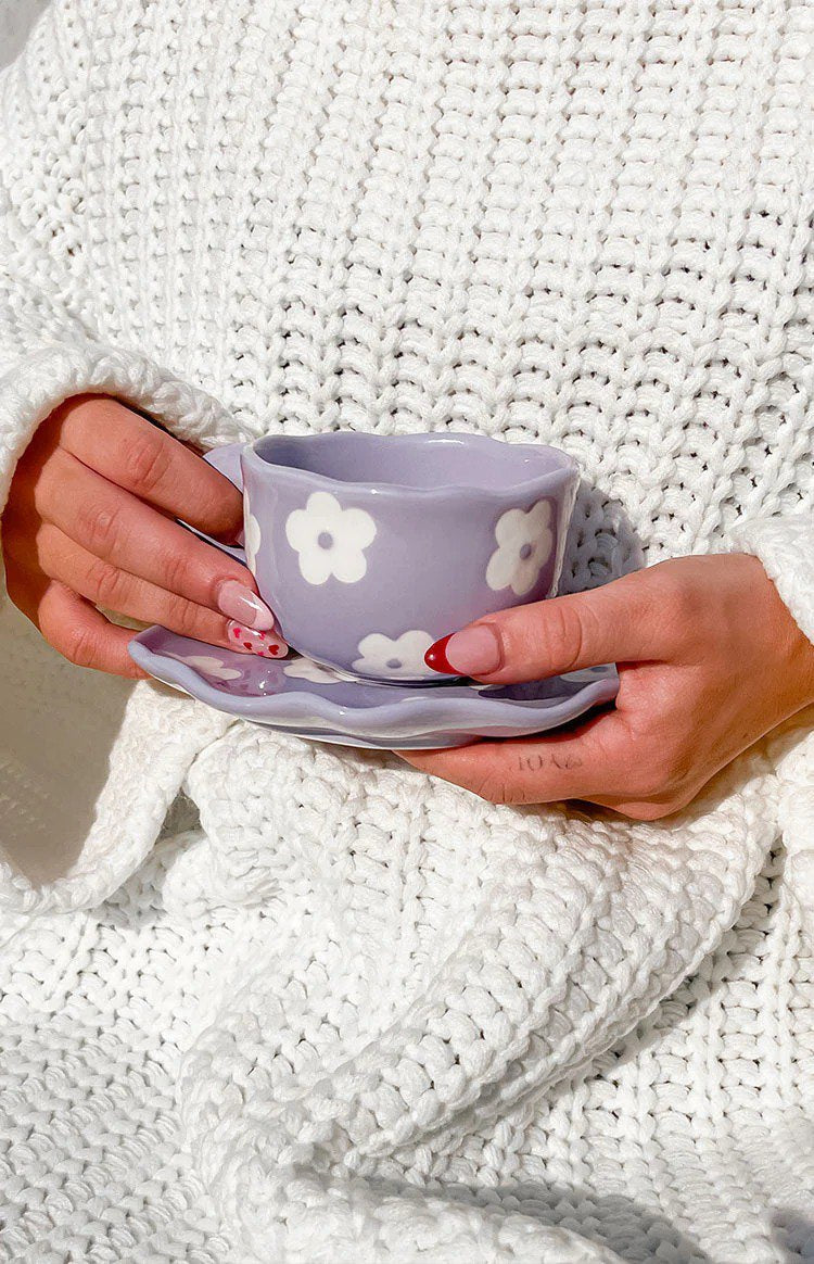 Pinterest Purple Ceramic Mug with Saucer