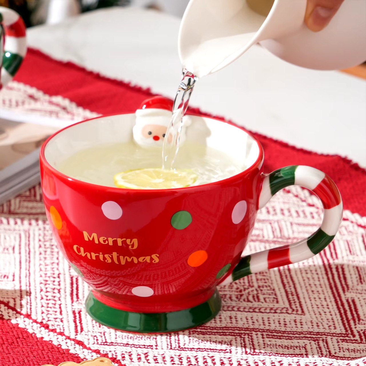 Merry Christmas Breakfast Oatmeal Mug - Red