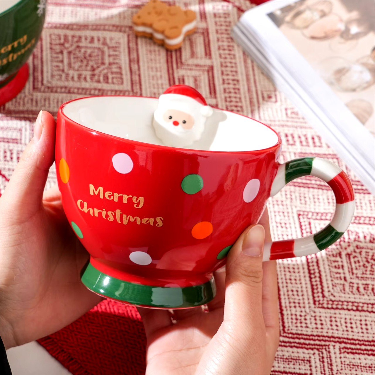 Merry Christmas Breakfast Oatmeal Mug - Red