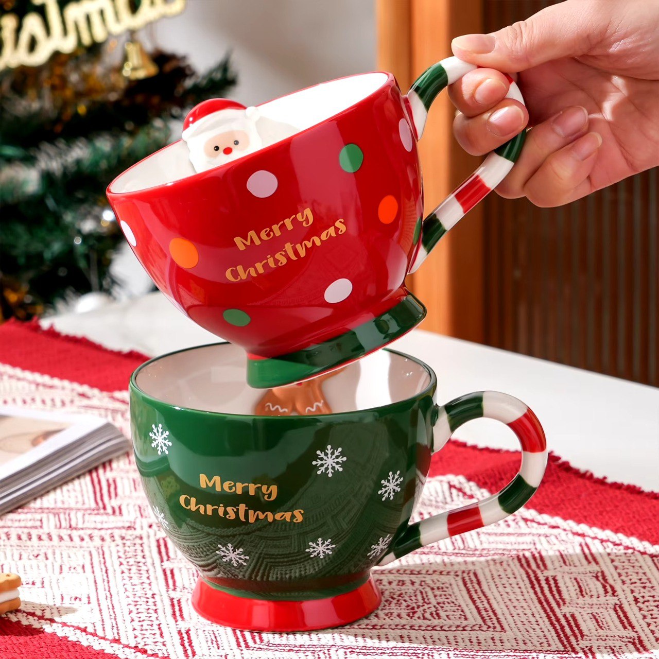 Merry Christmas Breakfast Oatmeal Mug - Red