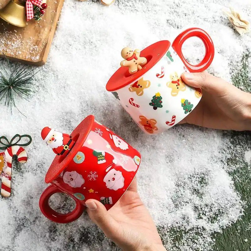 Christmas Santa Ceramic Mug with 3D Lid