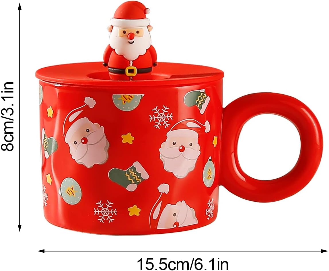 Christmas Santa Ceramic Mug with 3D Lid