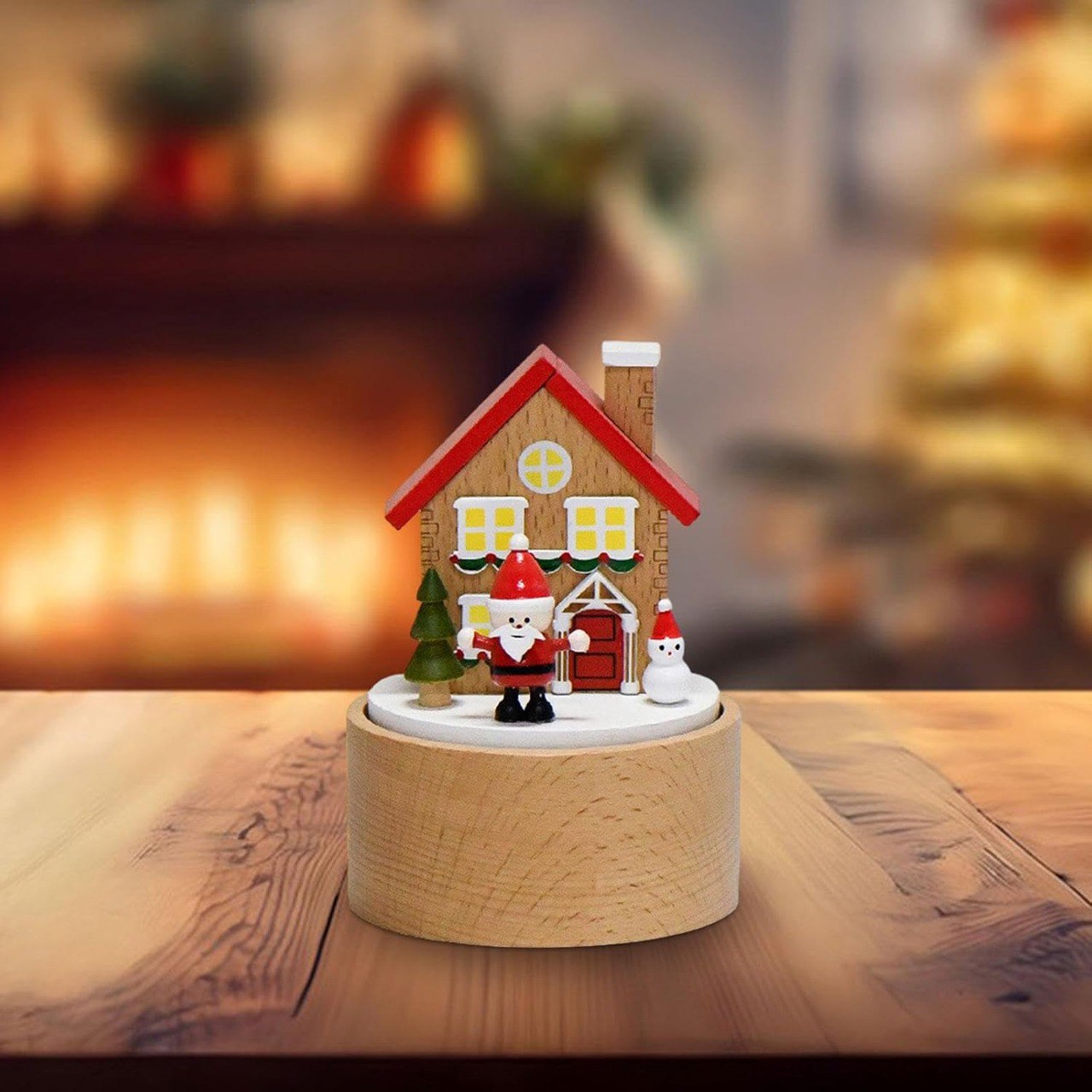 Handmade Mini Santa Claus Wooden Music Box