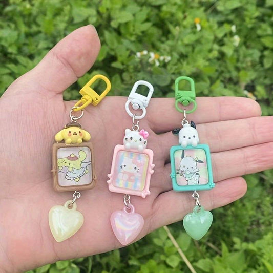 Sanrio Cartoon Charms with Heart Clasp keychain