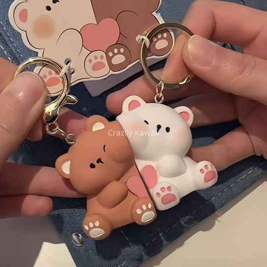 Cute Cartoon Bear Couple Keychain