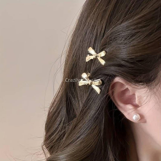 Chic Metal Bow Hair Clip - Pair