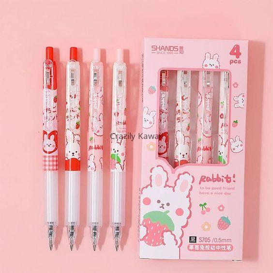 Kawaii Strawberry Rabbit  Clip Pen