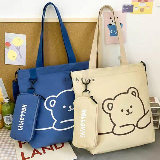 Kawaii Bear Canvas Cotton Tote Bag