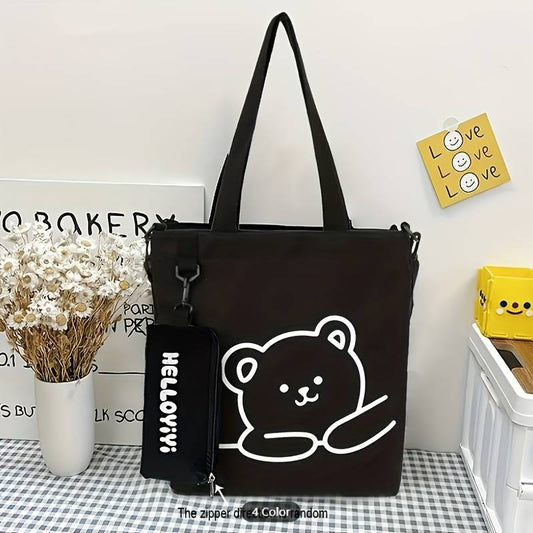Kawaii Bear Canvas Cotton Tote Bag