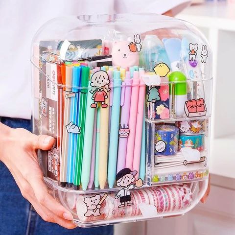 Transparent Desktop Stationery Storage Organiser - Clearance