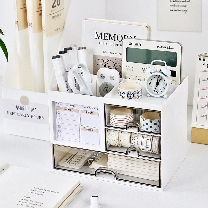 White Transparent Desktop Storage Organizer