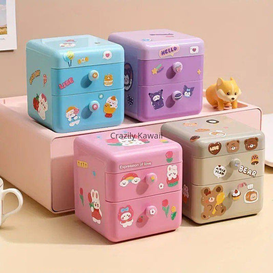 Kawaii Desktop Double Layer Storage Box