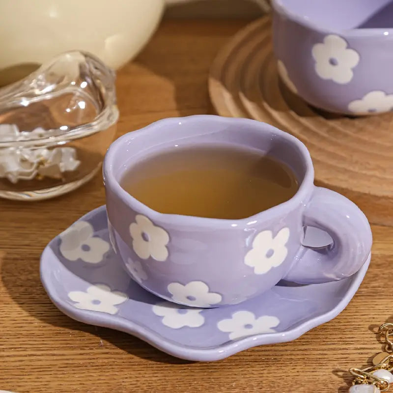 Pinterest Purple Ceramic Mug with Saucer