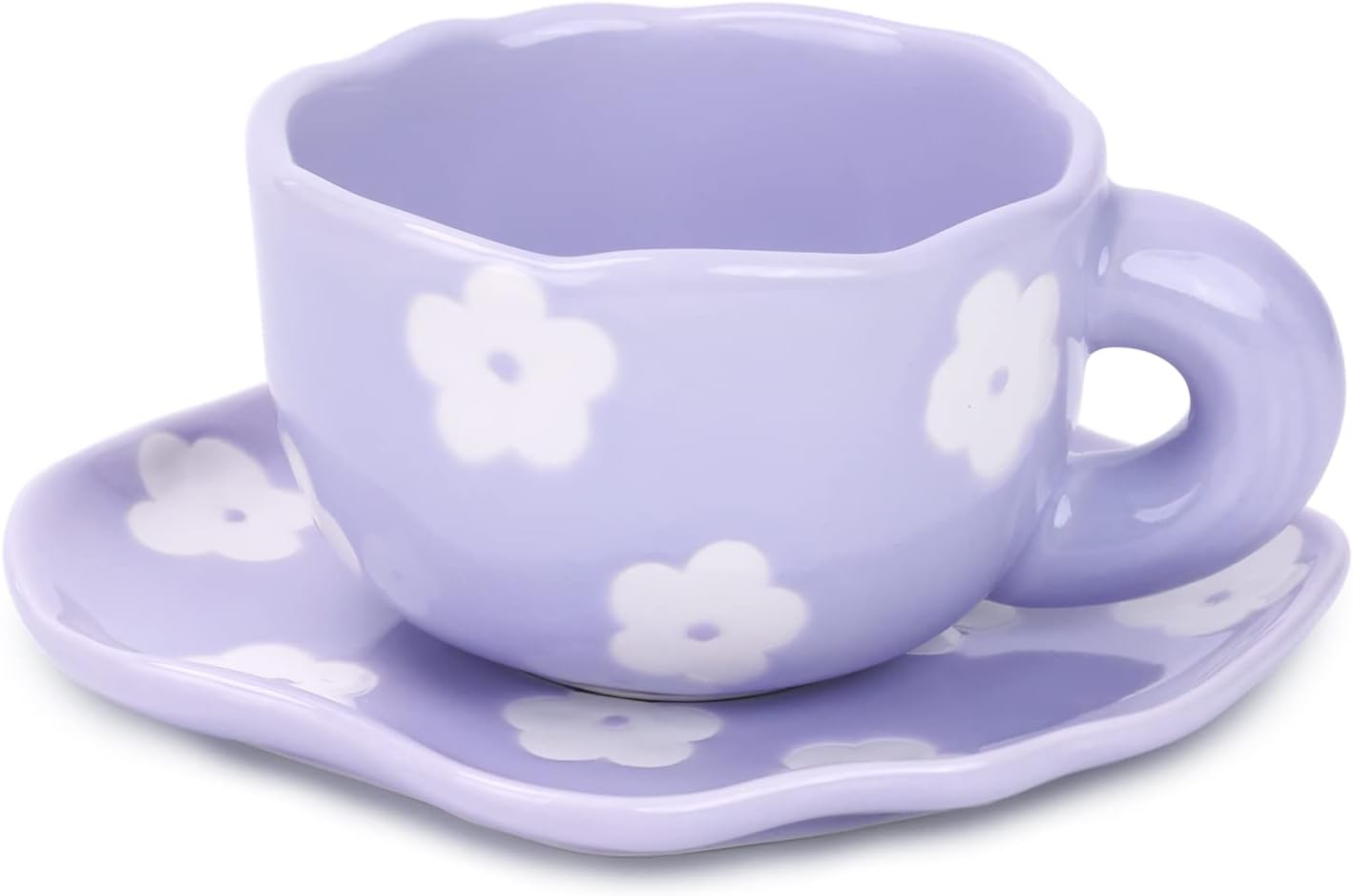 Pinterest Purple Ceramic Mug with Saucer