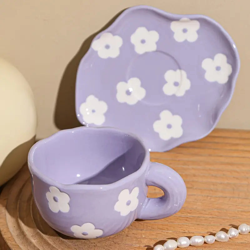 Pinterest Purple Ceramic Mug with Saucer