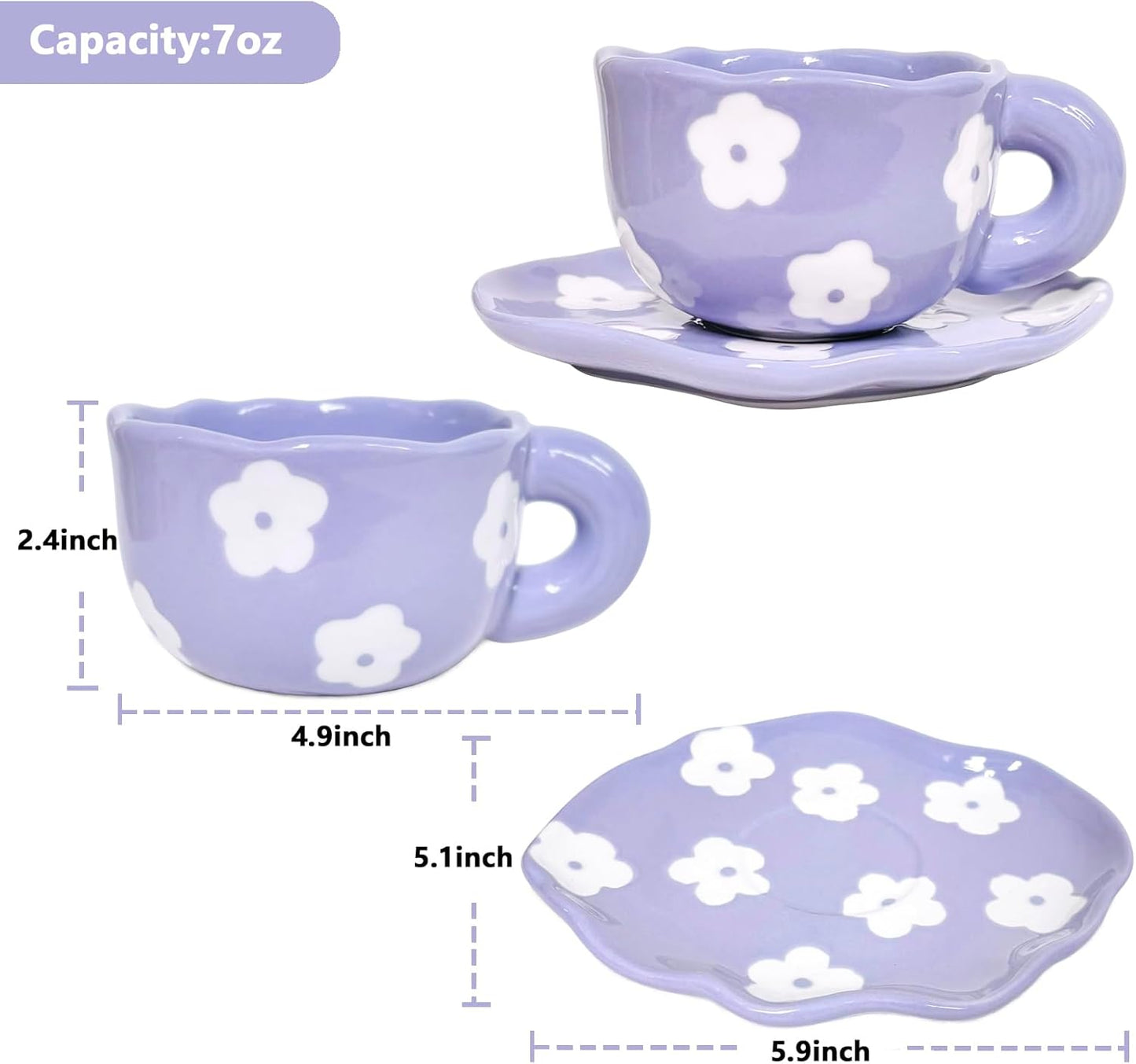 Pinterest Purple Ceramic Mug with Saucer