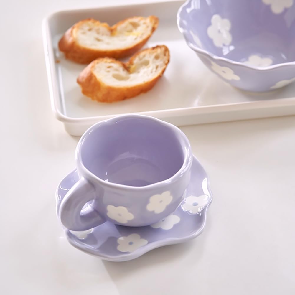 Pinterest Purple Ceramic Mug with Saucer