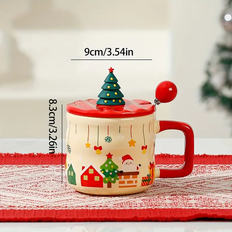 Ceramic Mug with Christmas Tree Lid