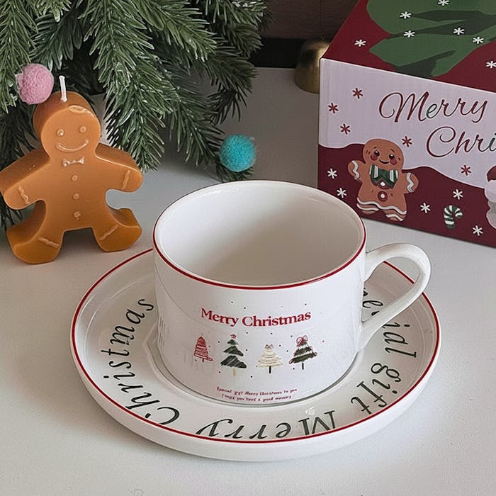 Merry Christmas Ceramic Cup & Saucer