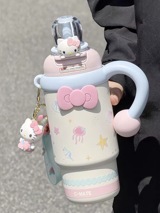 Kawaii Large-capacity Insulated tumbler with strainer (including Hello Kitty Accessories) - Preorder
