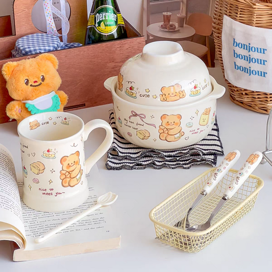 Butter Bear Breakfast Ceramic Tableware Set