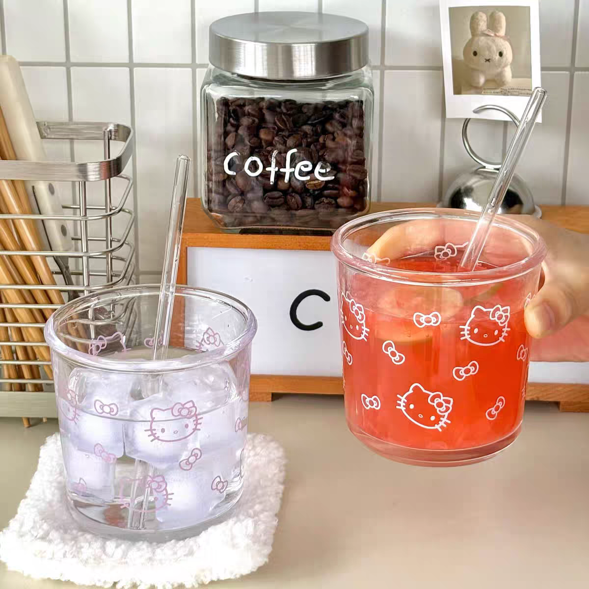 Hello Kitty Latte Glass Tumbler