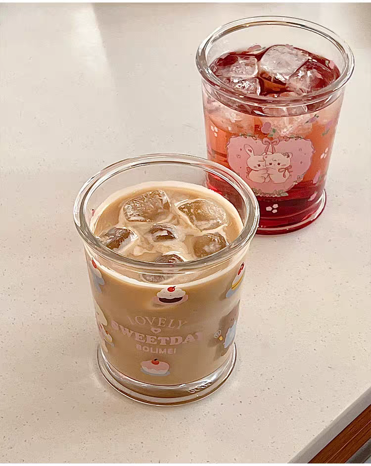 Kawaii Glass Latte Tumbler