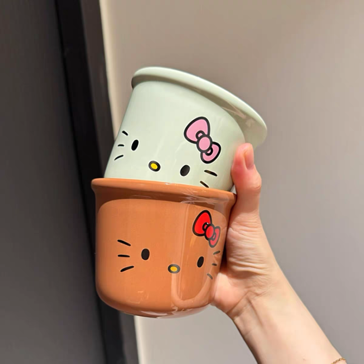 Hello Kitty Ceramic Latte Cup - Pista Green