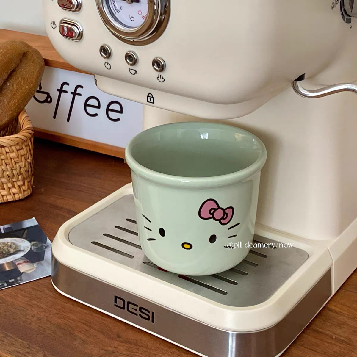 Hello Kitty Ceramic Latte Cup - Pista Green
