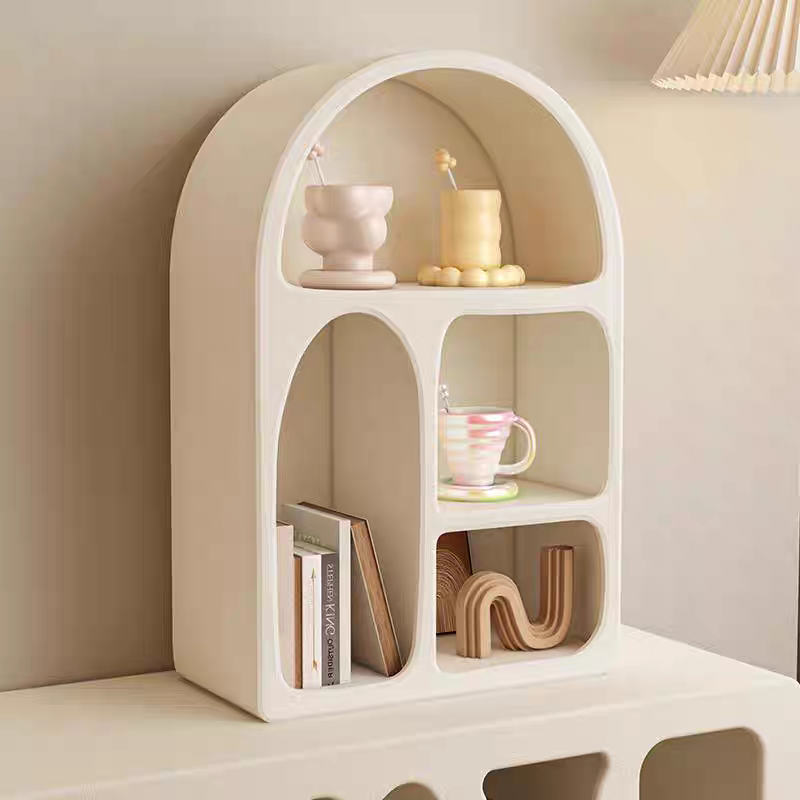 Pinterest Geometric Arched 4 Shelf Wall Shelf with Varying Block Shapes - Cream