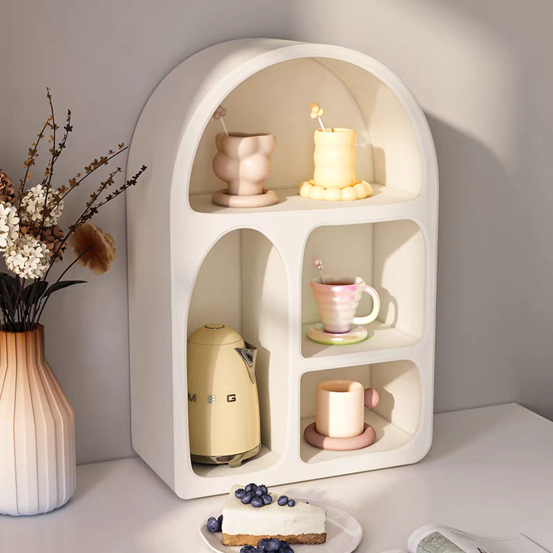 Pinterest Geometric Arched 4 Shelf Wall Shelf with Varying Block Shapes - Cream