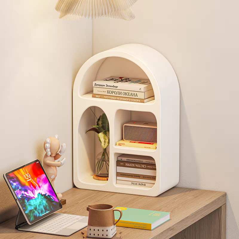 Pinterest Geometric Arched 4 Shelf Wall Shelf with Varying Block Shapes - Cream