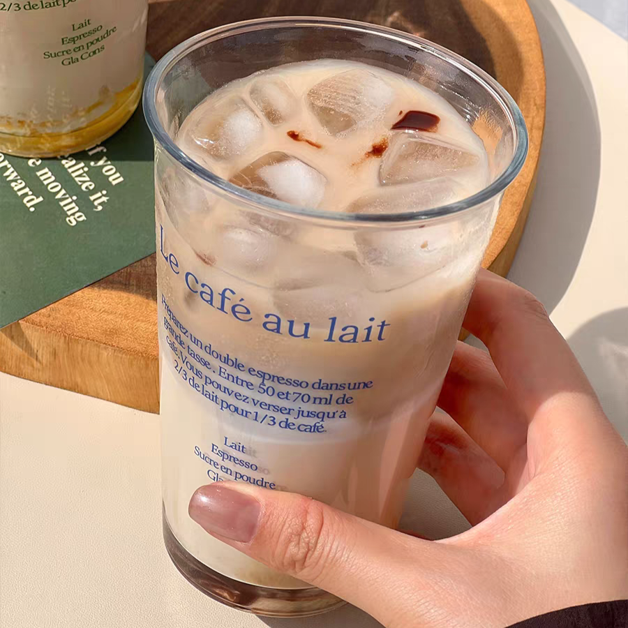 Japanese Latte Glass Tumbler - Blue