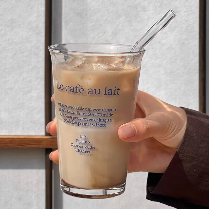 Japanese Latte Glass Tumbler - Blue