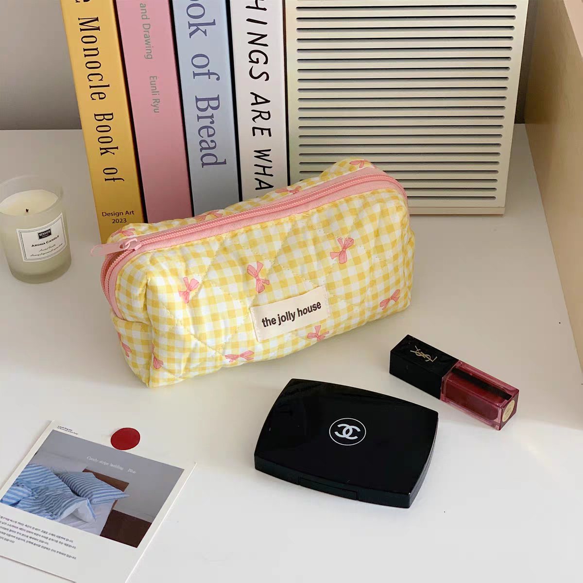 Coquette Checked Bow Pouch