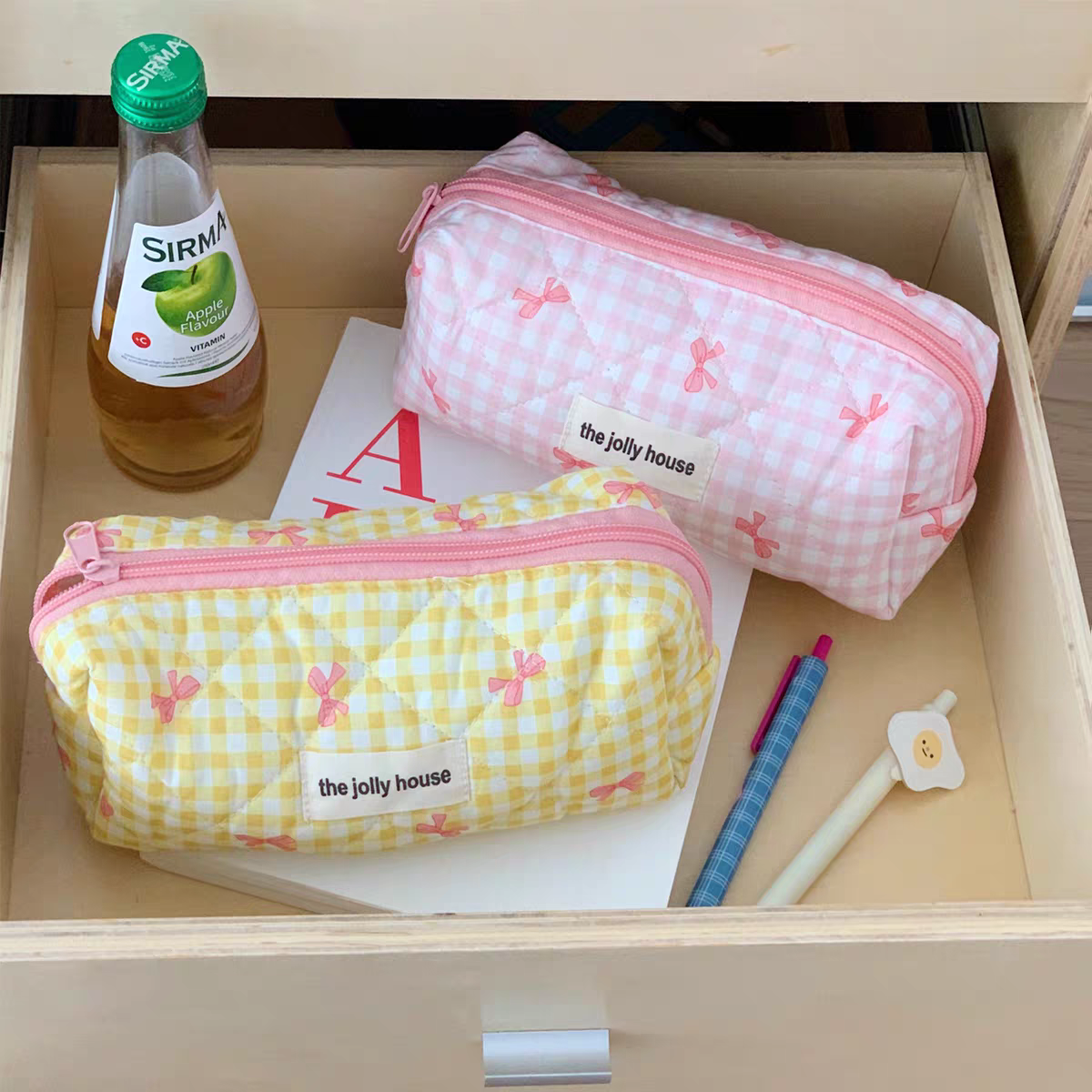 Coquette Checked Bow Pouch