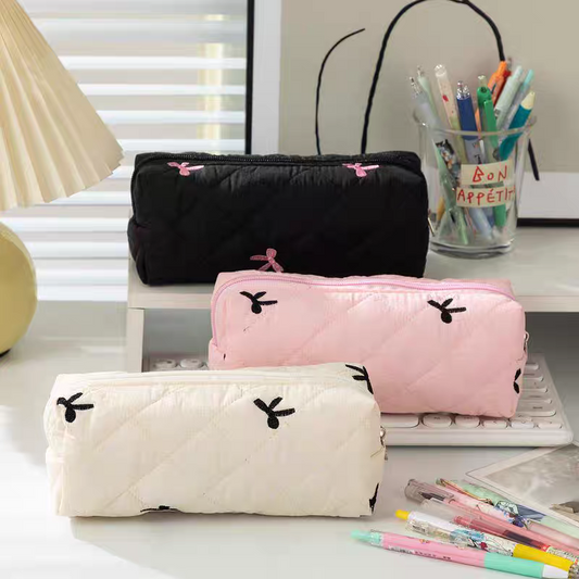 Minimalist Bow Soft Quilting Storage/Stationery Pouch